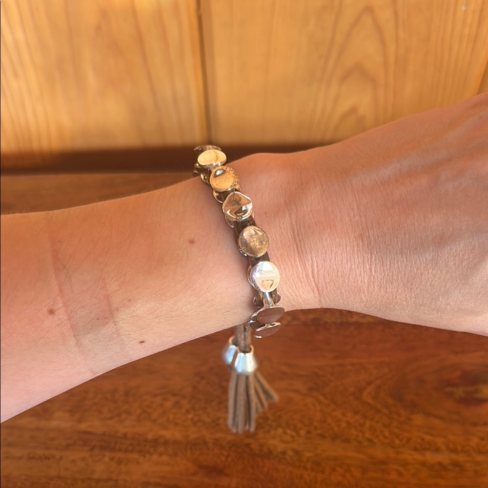 Robert Lee Morris Silver toned Beaded Bracelet with Tassel